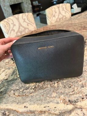 Michael Kors Black Saffiano Crossbody with Gold Hardware